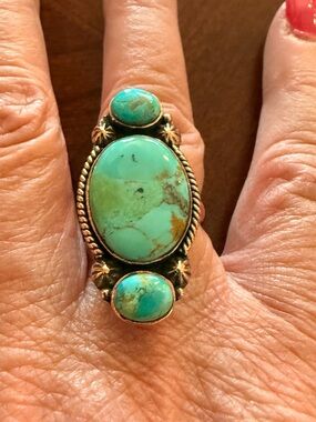 Kingman Mine Turquoise Statement Ring
Set in Copper